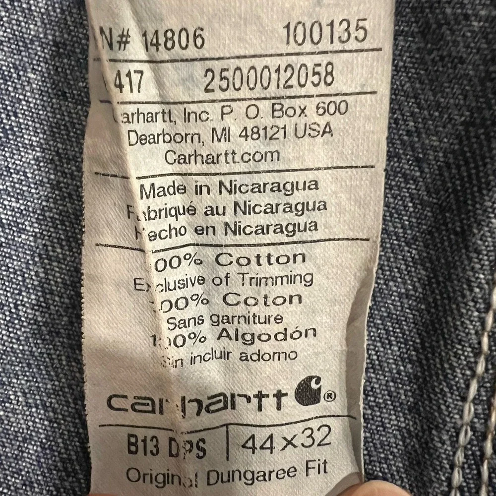 Carhartt Jeans Mens 44x32 Original Fit Carpenter‎ Baggy Medium Wash Denim Blue